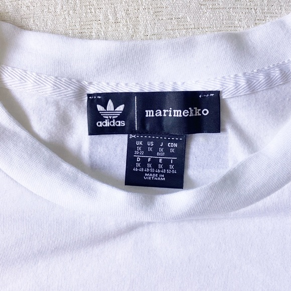 Adidas X Merimekko Trefoil Infill Cropped Tee Woman’s XL Cuffed Short Sleeves - Picture 5 of 16